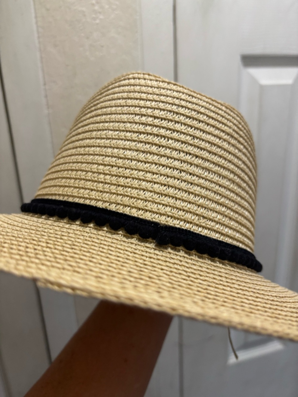 Rachel Zoe Fedora Hat with Black Trim - Cream